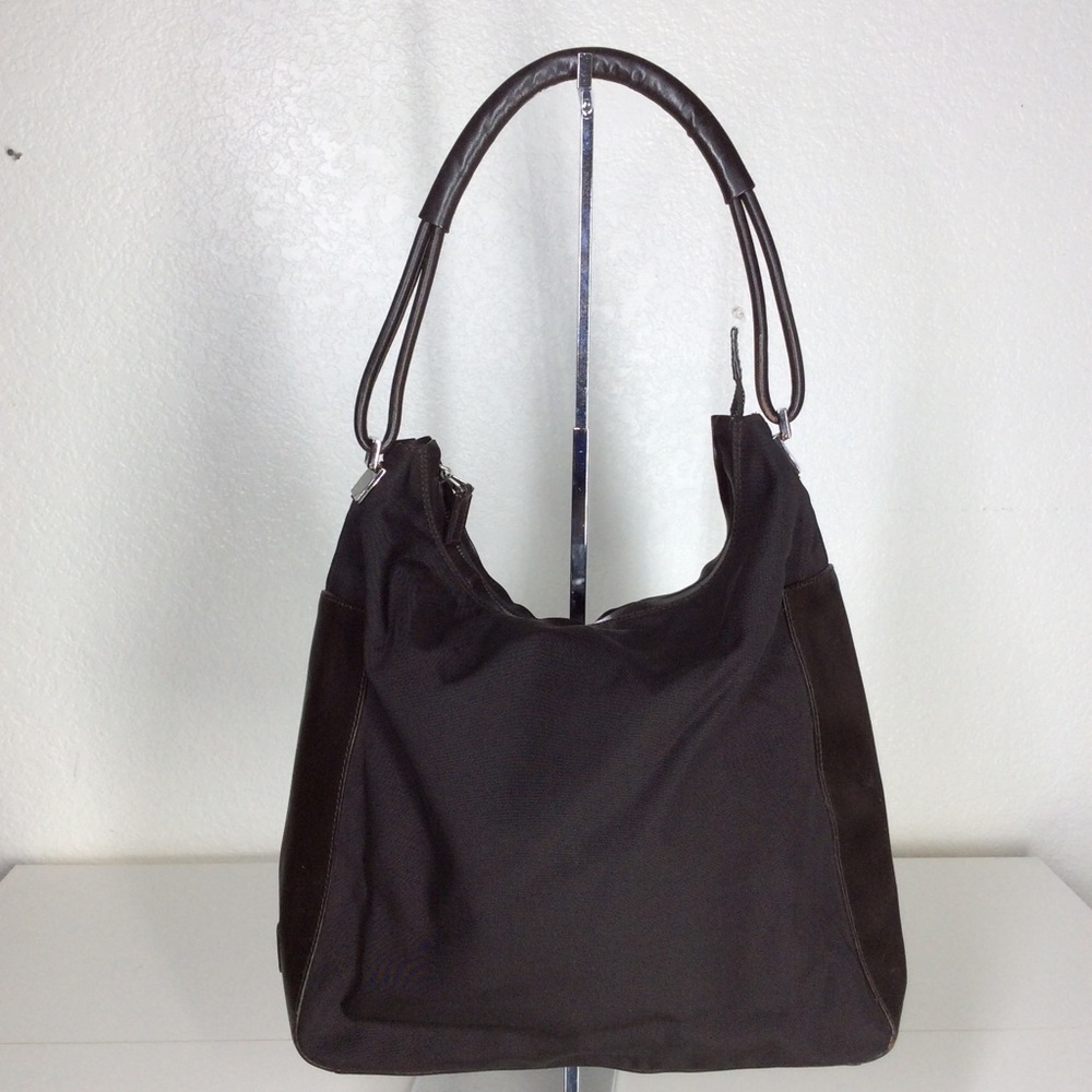 Auth GUCCI Black Nylon Canvas and Leather Tote Shoulder Bag Purse - Picture 2 of 16